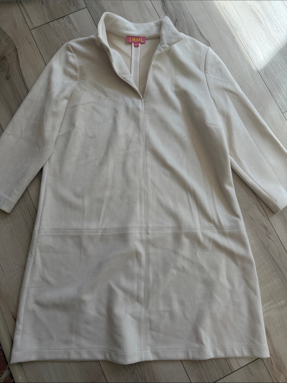 THML Cream Open-Front Longline Trench Coat